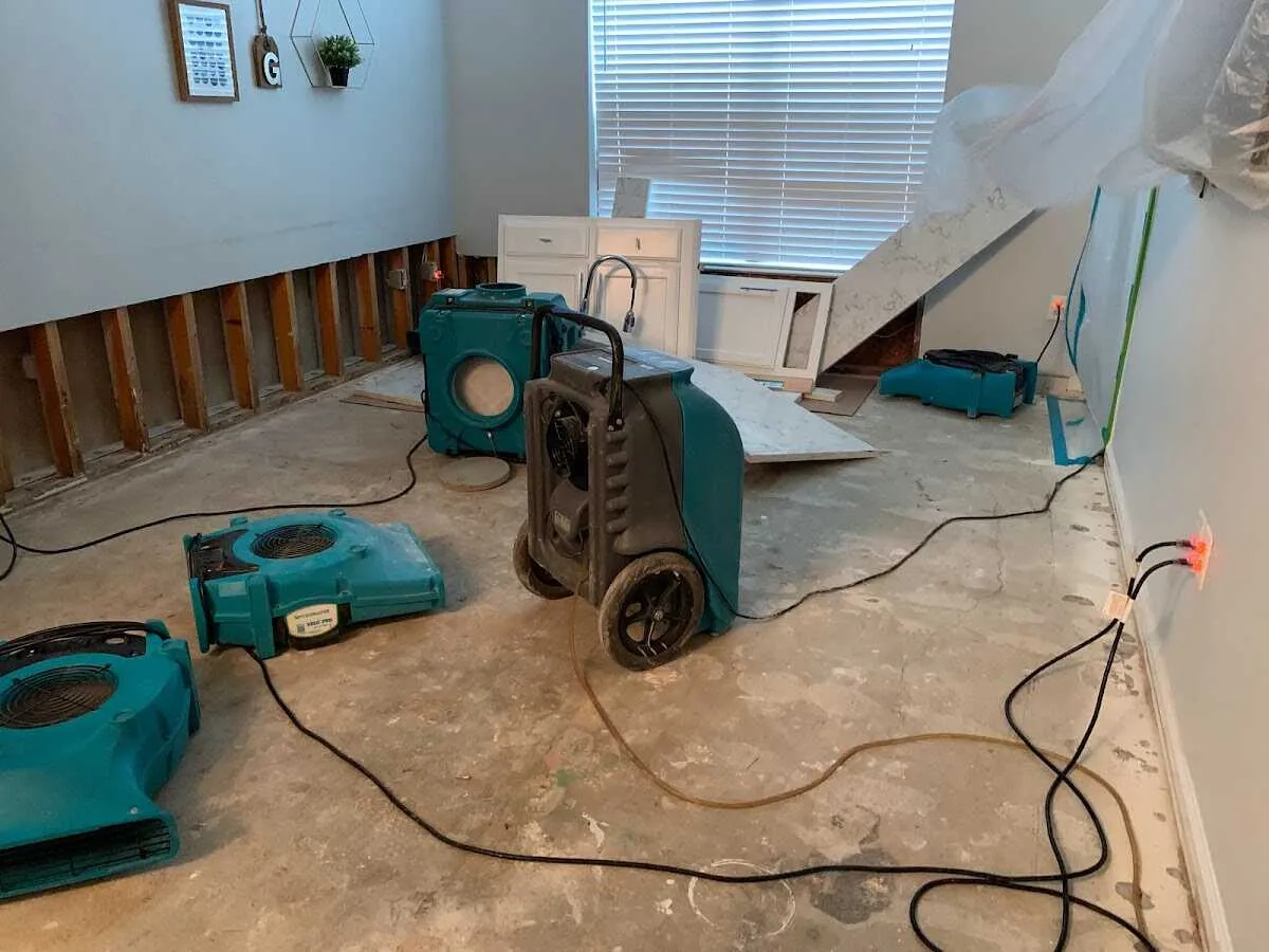 Dehumidifier in flood-cut room for Water Damage Restoration in Fort Edward